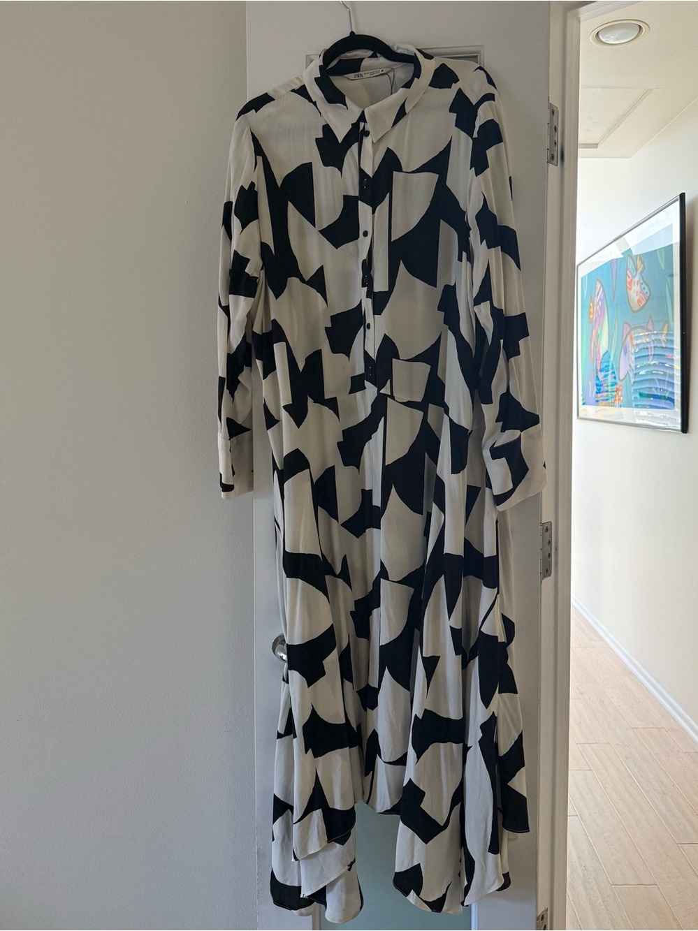 Zara black and white graphic print maxi dress XXL